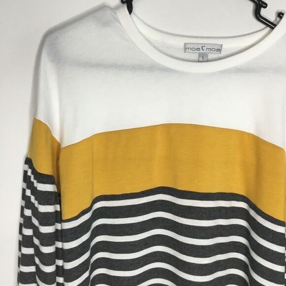 Moa Moa Women's Black/white Striped Long Sleeve Sweatshirt Size M - Picture 11 of 12